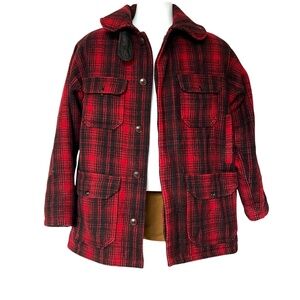 Vintage Woolrich Buffalo Plaid Heavyweight Jacket Coat Sz 38 Hunting Wool Blend